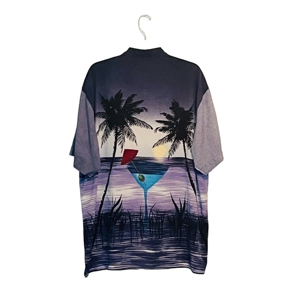 TULLIANO VINTAGE HAWAIIAN MARTINI SHIRT EMBROIDERED 100% SILK SIZE XL - Picture 2 of 5